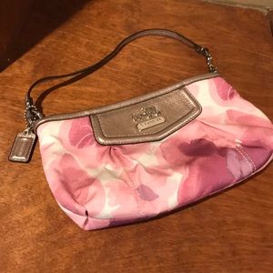 Coach pink watercolors wristlet